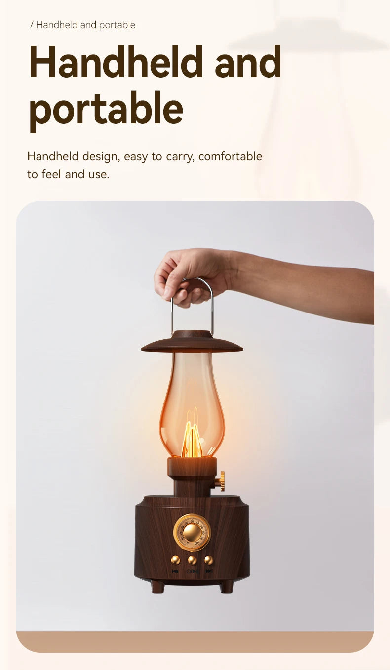 Retro Lamp Style Wireless Bluetooth Speaker with Portable FM Radio and USB Port Bluetooth 5.3 Suitable for Camping Home Decor