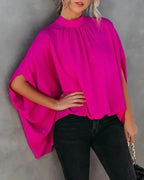 Casual Loose Women's Blouse Fashion Batwing Sleeve Print O-neck Shirts Top Spring Summer Office Lady Blouses Elegant Tops 2024