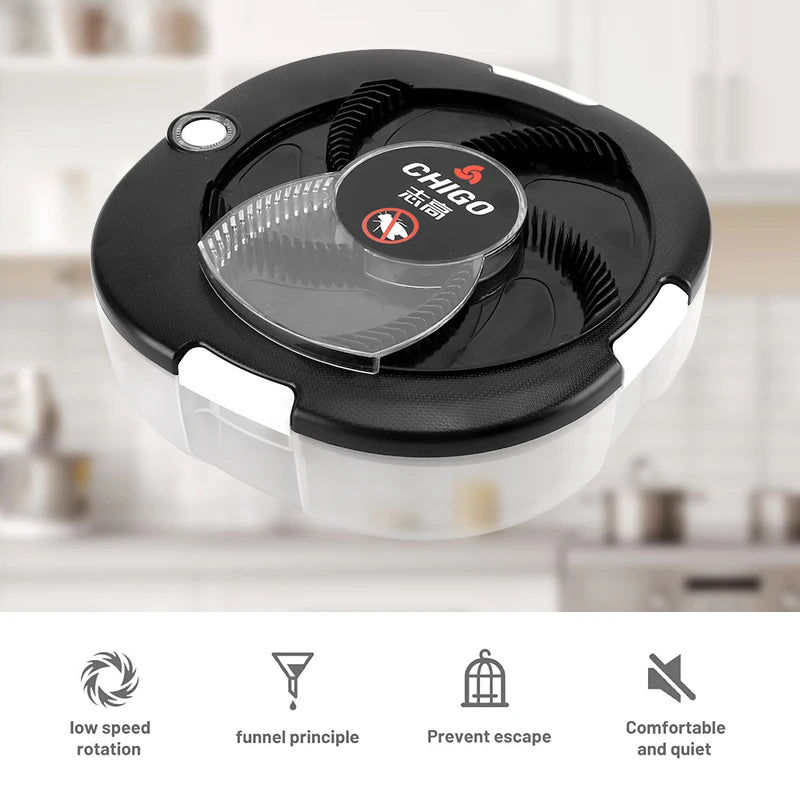 CHIGO Flycatcher Rechargeable/USB Electric Fly Trap Safety Indoor Flytrap Outdoor Insect Pest Catching Tool For Kitchen Garden