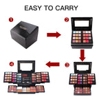 MISS ROSE 104 Color Eye Shadow Powder Puff High Gloss Lipstick Mirror Makeup Durable Easy Makeup Multi-Function Makeup Set