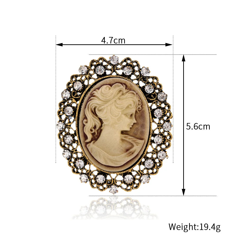 Vintage Victorian Design Queen's Cameo Brooch Pin, Antique Wedding Beauty Jewelry Gift, Elegant Style