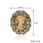 Vintage Victorian Design Queen's Cameo Brooch Pin, Antique Wedding Beauty Jewelry Gift, Elegant Style
