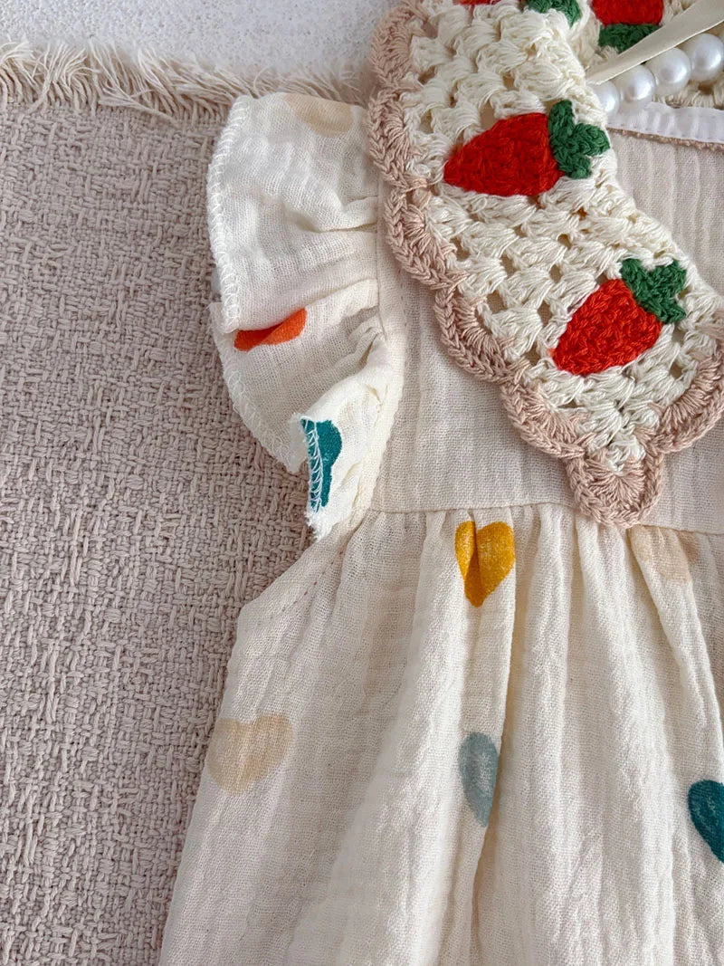 MILANCEL Summer Baby Rompers 0-24M Sweet Love Toddler Jumpsuit Thin Ventilate Infant Clothes Carrot Girls One Piece