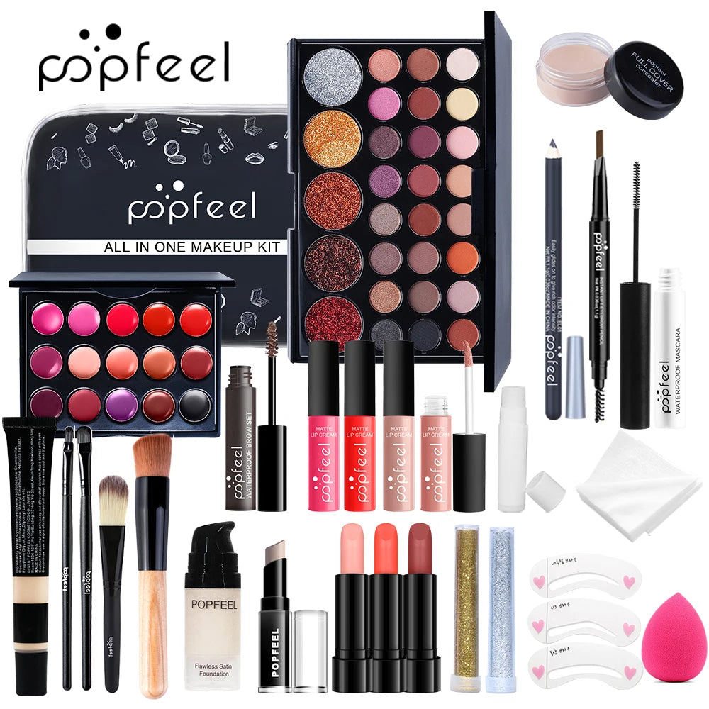 All in One Makeup Kit Full Makeup Kit Gift for Women Teen Girl Nude Eyeshadow Foundation Primer Brush Nude Lipgloss Main image