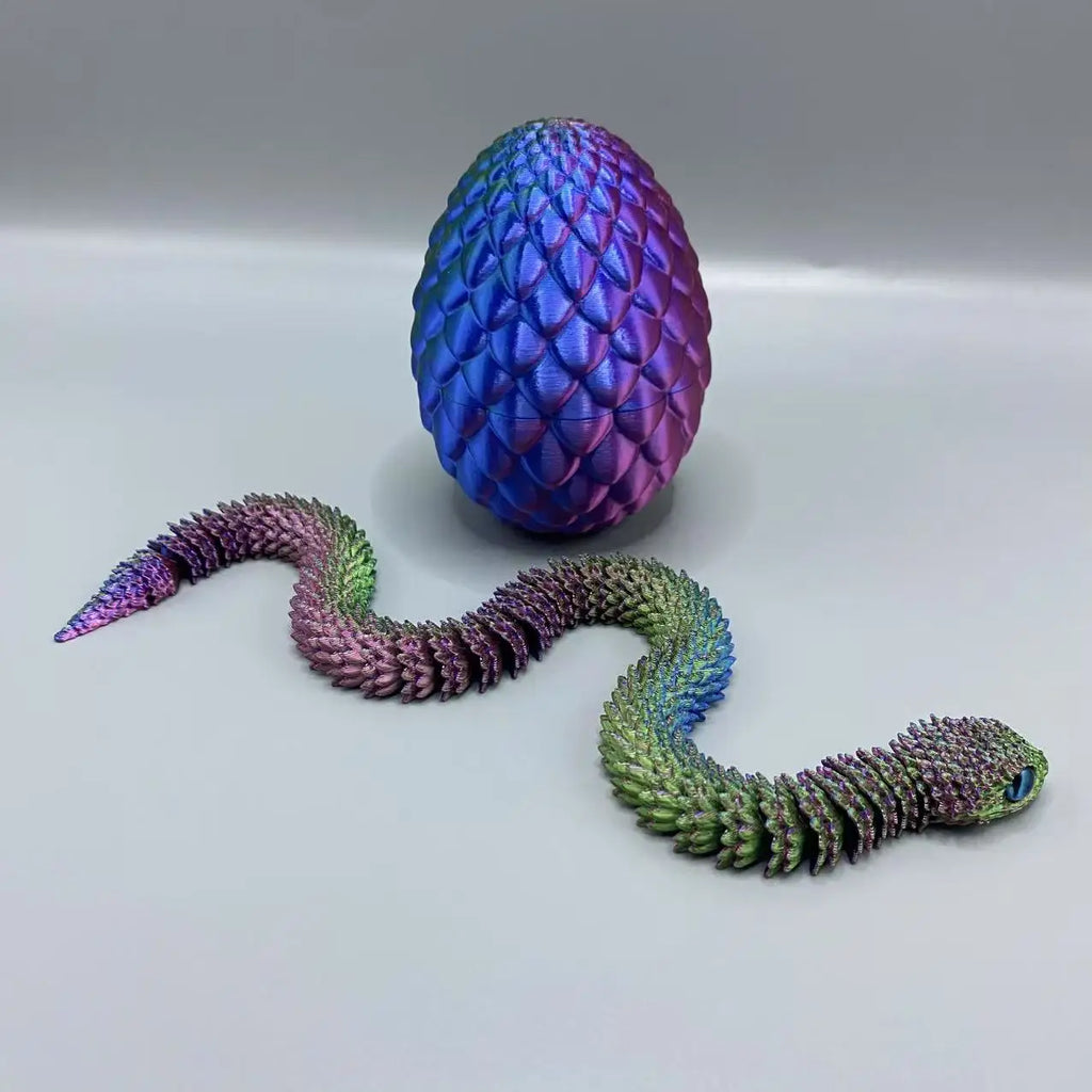 4pcs/set 3D printed snake surprise egg decoration, flexible joints, the best gift for 3D printing enthusiasts