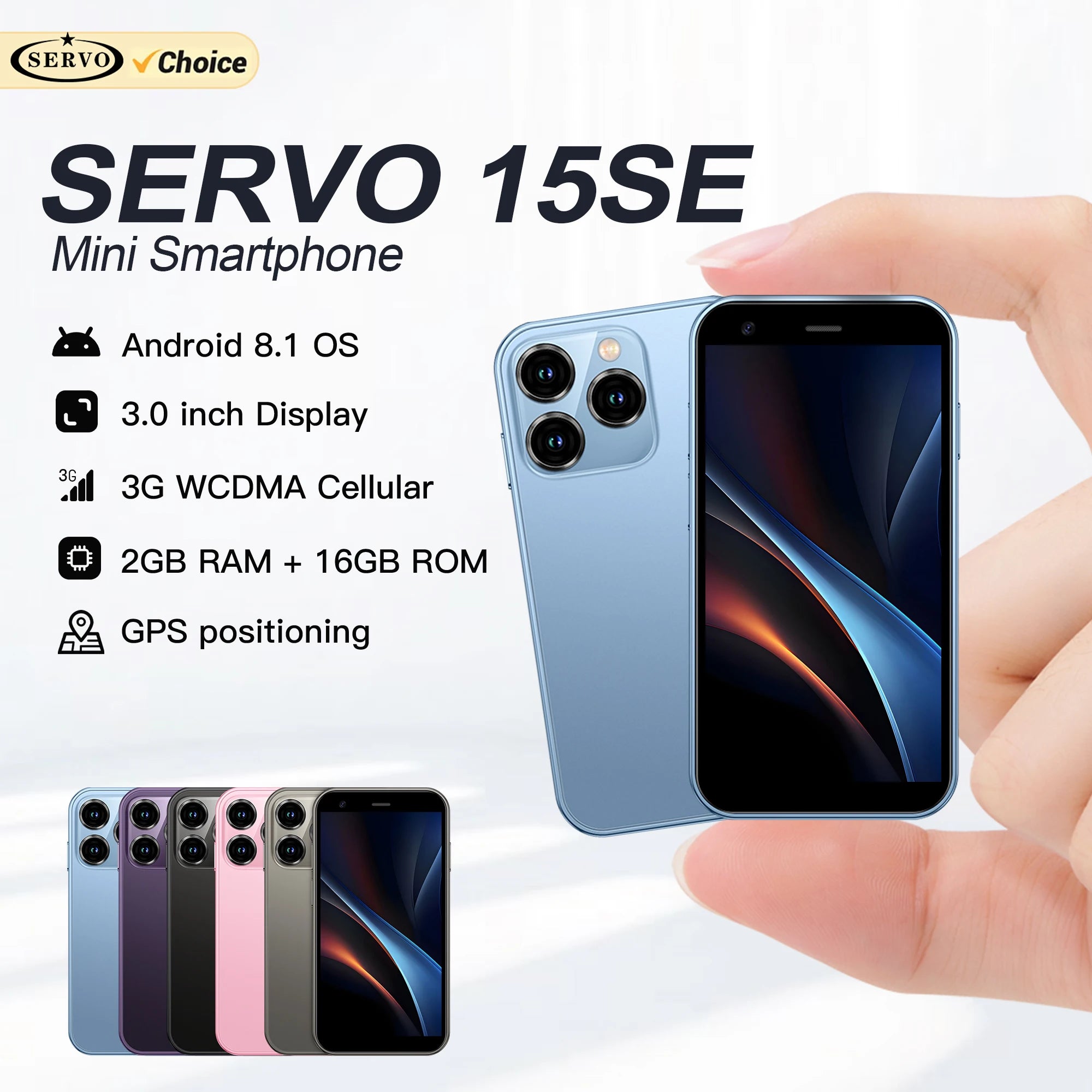 SERVO 15SE Super Mini Smartphone Android System 2GB+16GB Play Store Wifi Dual SIM 3.0" Small Pocket Cheap Smart Phones 3G WCDMA Main image