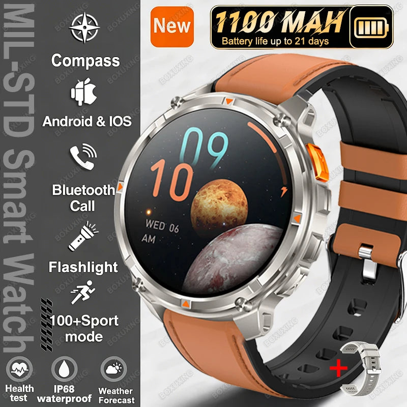 2026 New T-Rex 3 Ultra 1100mAh Smart Watch 5ATM Waterproof Outdoor Sports GPS Track Heart Rate Compass Bluetooth Call Smartwatch