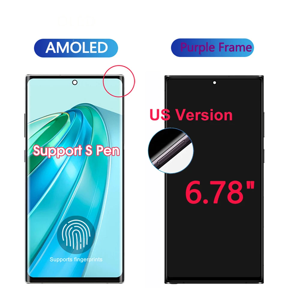 6.8“ Super AMOLED For Samsung Galaxy S23 Ultra S918 LCD Display Touch Screen Digitizer Assembly Support fingerprint and S-Pen