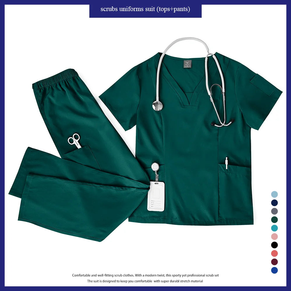 Niaahinn Scrubs Uniforms Sets Wholesale Medical Scrub Stretch Suit Healthcare Nursing Uniform Unisex Surgical Uniforms Woman Men