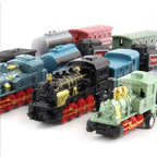 Car Vehicles Retro Steam Train Pull Back Model Diecast 1:60 Alloy Toy Train Kids Toys Set For Boys Gifts Kids Birthday