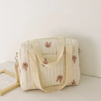 Cute Bear Baby Stroller Nappy Bag Korea Embroidery Cotton Mommy Bag Soft Maternity Shoulder Pack Portable Baby Diaper Organizer
