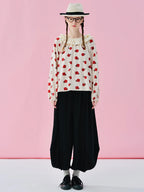 IMAKOKONI Original Design Collar Floral Long Sleeve Hoodie T-shirt for Summer Women 244968