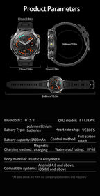 2026 New TANK Ultra 1400mAh Battery Military Smart Watch 10ATM Waterproof Heart Rate Tactical LED Flashlight Men Sports Bracelet
