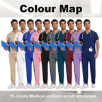 Nursing Scrubs Set  Anti-Wrinkle Medical Surgical Gown Wholesale Hospital Scrub Top Doctor Nurse Special Scrub Uniform Men Women