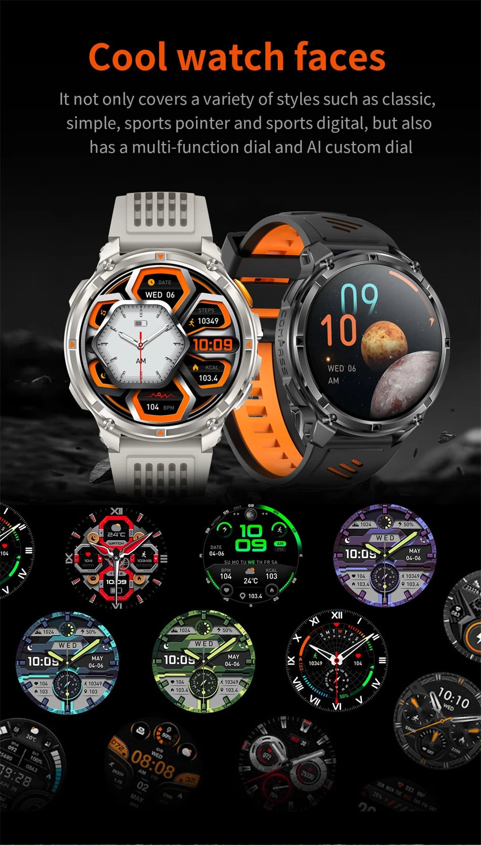 2026 New T-Rex 3 Ultra 1100mAh Smart Watch 5ATM Waterproof Outdoor Sports GPS Track Heart Rate Compass Bluetooth Call Smartwatch