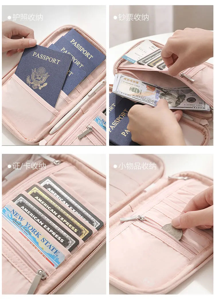 RFID Blocking Passport Holder Travel Wallet Durable Anti-Theft Card Slots Protective Case Flights Travel Organizer for Women Men