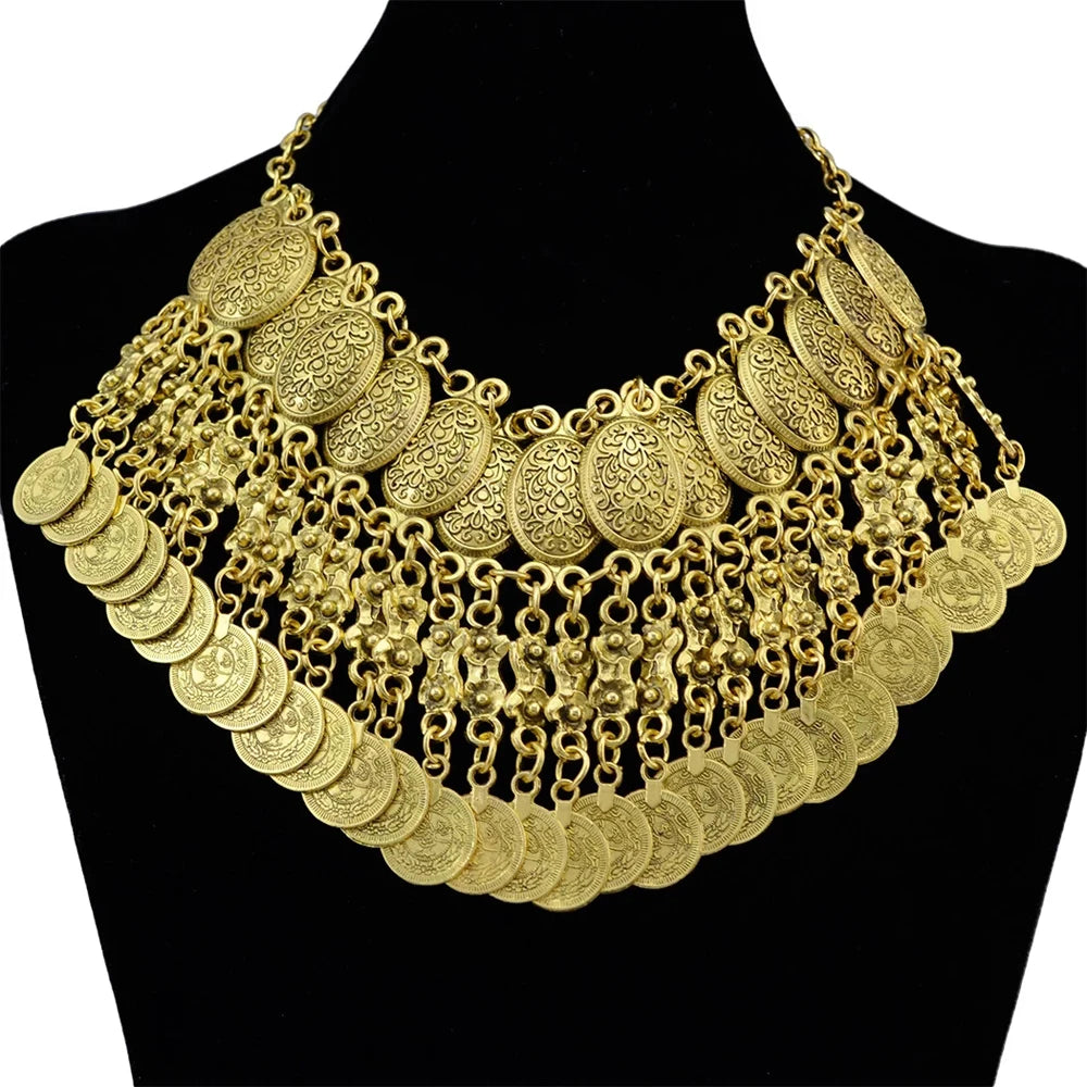 Multi-style Vintage Coin Choker Necklace for Women Boho Afghan Ethnic Gypsy Native Tribal Dress Turkish Pakistan Indian Jewelry