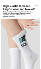 ROCKBROS Cycling Socks Breathable Sweat-wicking High Elastic Soft Knee-high Socks Men Women Outdoor Sports Jogging Cycling Socks