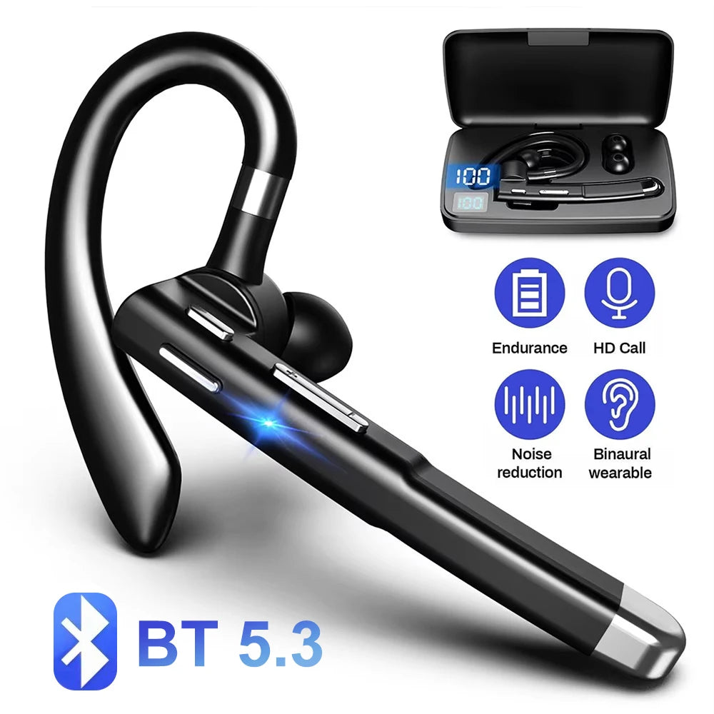 YYK-520 Wireless Headphones Business Bluetooth 5.3 Earphones Hands-free Call Mic Noise Cancelling Headset Earbuds for Driving