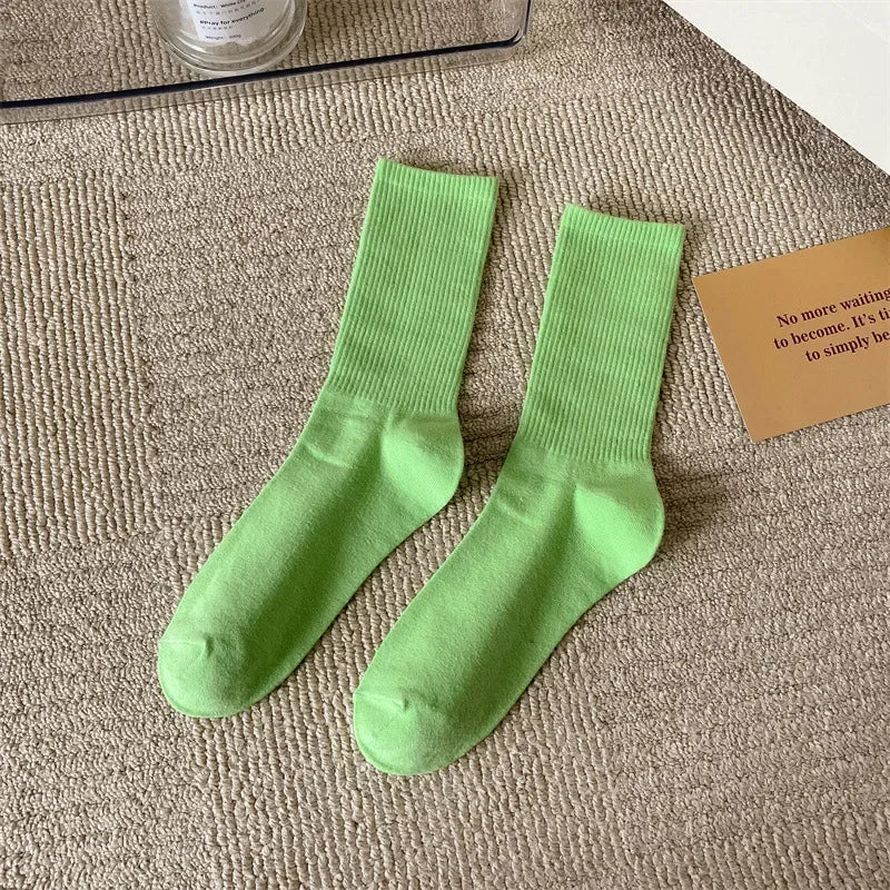 33 Colors Summer Cotton Soft Socks Happy Colorful Women's Mid-tube Stocking Fashion Trend Red Green Ankle Sox Autumn Hosiery