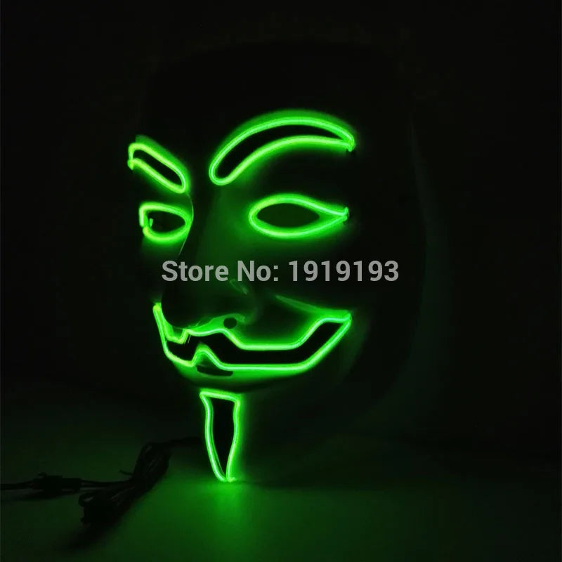 V For Vendetta Mask Cosplay Guy Fawkes Hacker Glowing Mask For Halloween Carnival  Decor Props