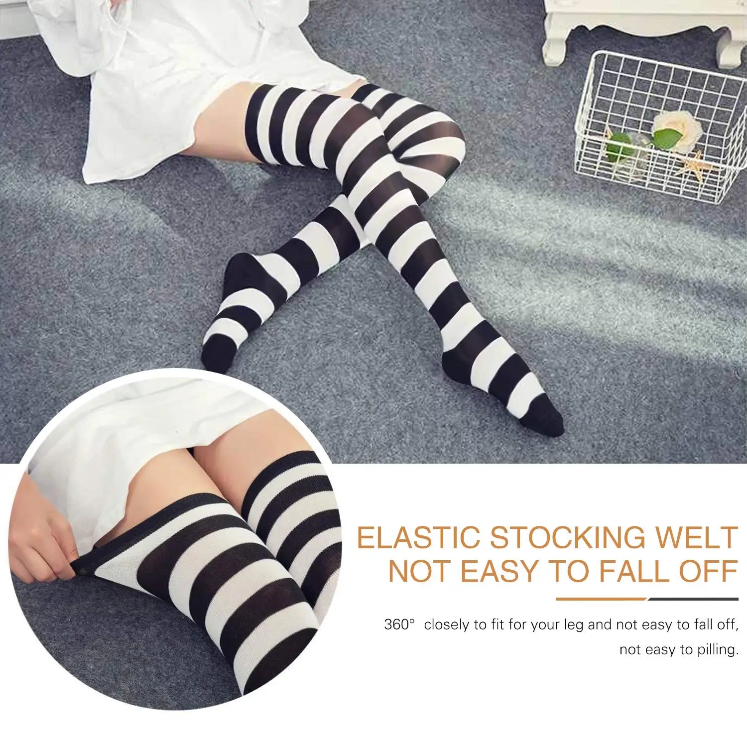 Color Striped Stockings Japanese Over Knee Socks Fashion Women Keep Warm Soks Sexy Slim Long Socks Hosiery JK Cosplay Lolita Y2k