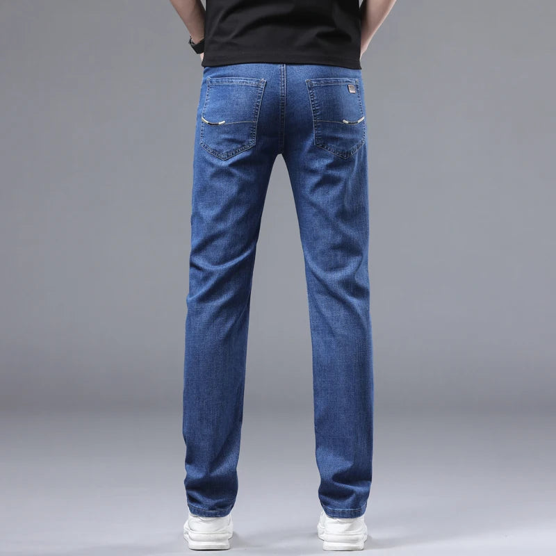 Wthinlee 8 Models Spring Autumn Business Jeans Men Casual Straight Stretch Fashion Classic Work Denim Trousers Brand Clothing