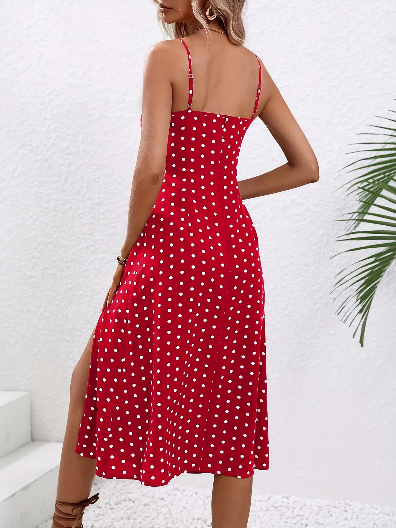2024 Women Floral Print Spaghetti Straps Summer Boho Beach Dress Print Elegant  Suspenders Square Neck Slit Dress Vestidos