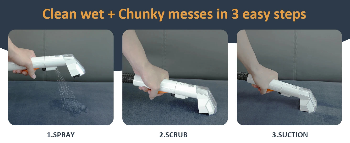 OMESER W05 Handheld Carpet Cleaner 750W 15Kpa Corded Spot Clean Machine Wet Fabric Carpet Sofa Cleaning Pet Portable Car