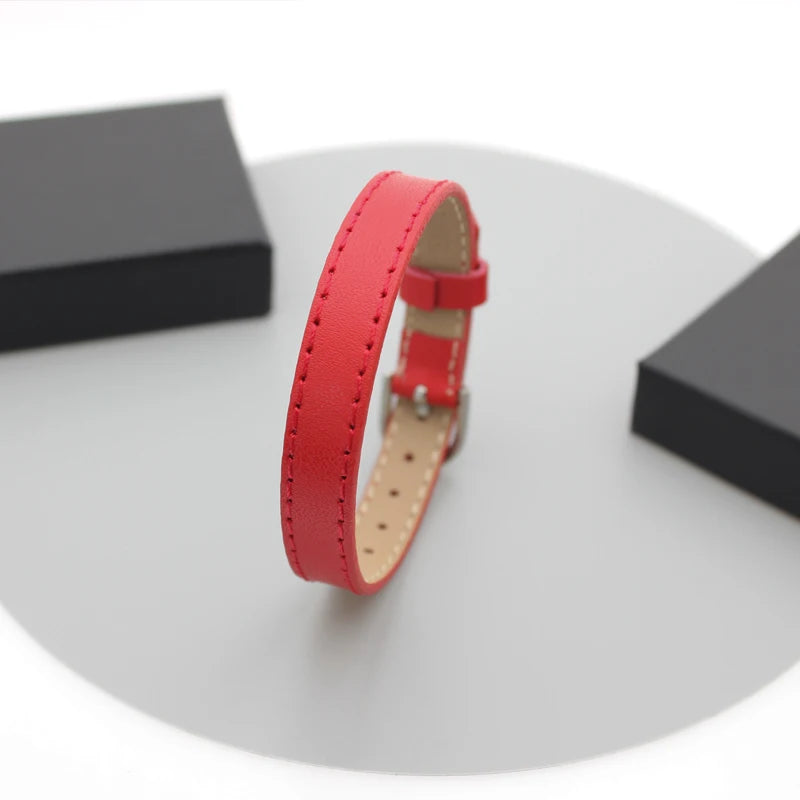 20pcs 10mm Genuine Real Leather Bracelet For Women Slide Letter Charms Wristband Jewelry Making DIY Pet Collar Keychain Band