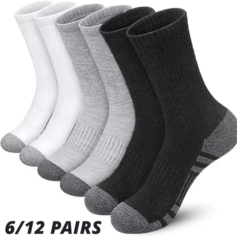 6/12 Pairs Men's Outdoor Gym Socks High Quality Comfortable Soft Ground-Gripping Football Large Size New Style Main image