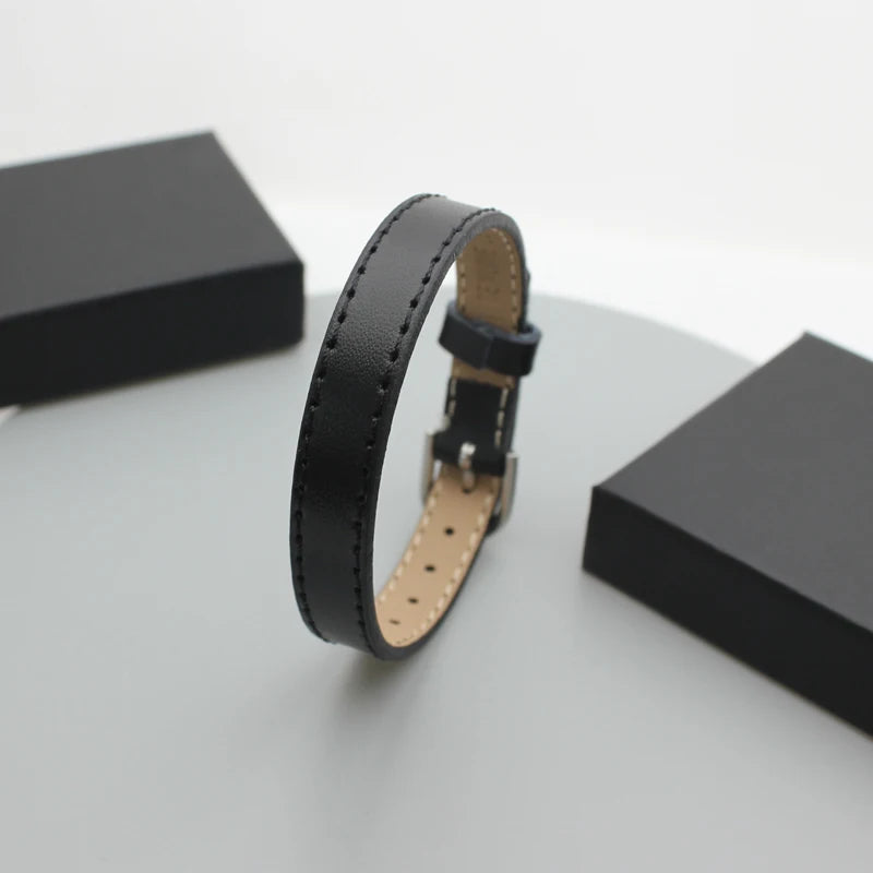 20pcs 10mm Genuine Real Leather Bracelet For Women Slide Letter Charms Wristband Jewelry Making DIY Pet Collar Keychain Band
