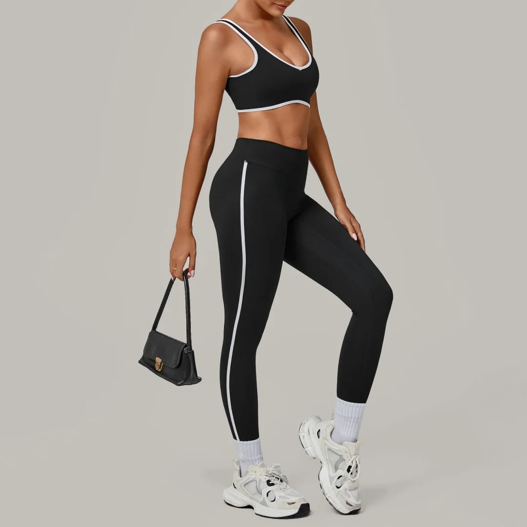 2PCS Women's Yoga Set High Waist Peach Hip Removable Padding Sports Bra Pants Fitness Suit Running Workout Gym Leggings Yoga Set