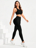 2-piece suit, women's yoga suit, beautiful back high waist trousers combination, seamless super elastic ideal gym clothing