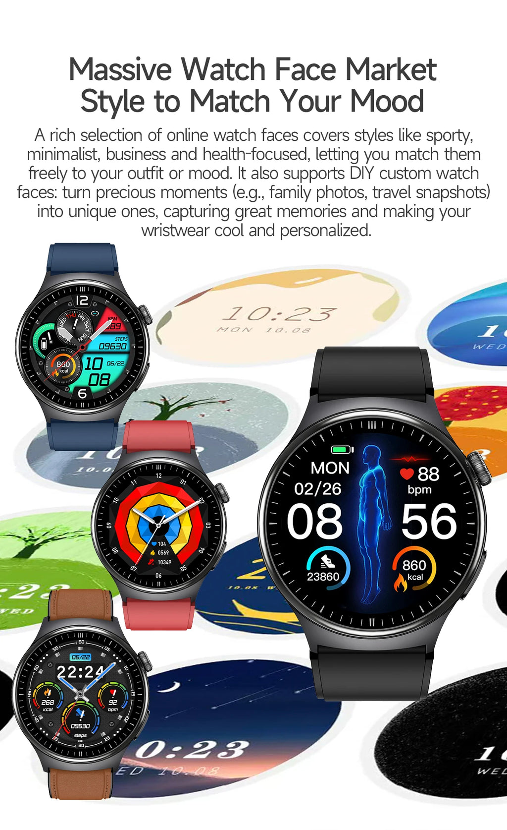 2026New AI-Diagnosis Care Smartwatch ECG+PPG Accurate Uric Acid Blood Pressure Body Fat Five organ Fitness Waterproof Smartwatch