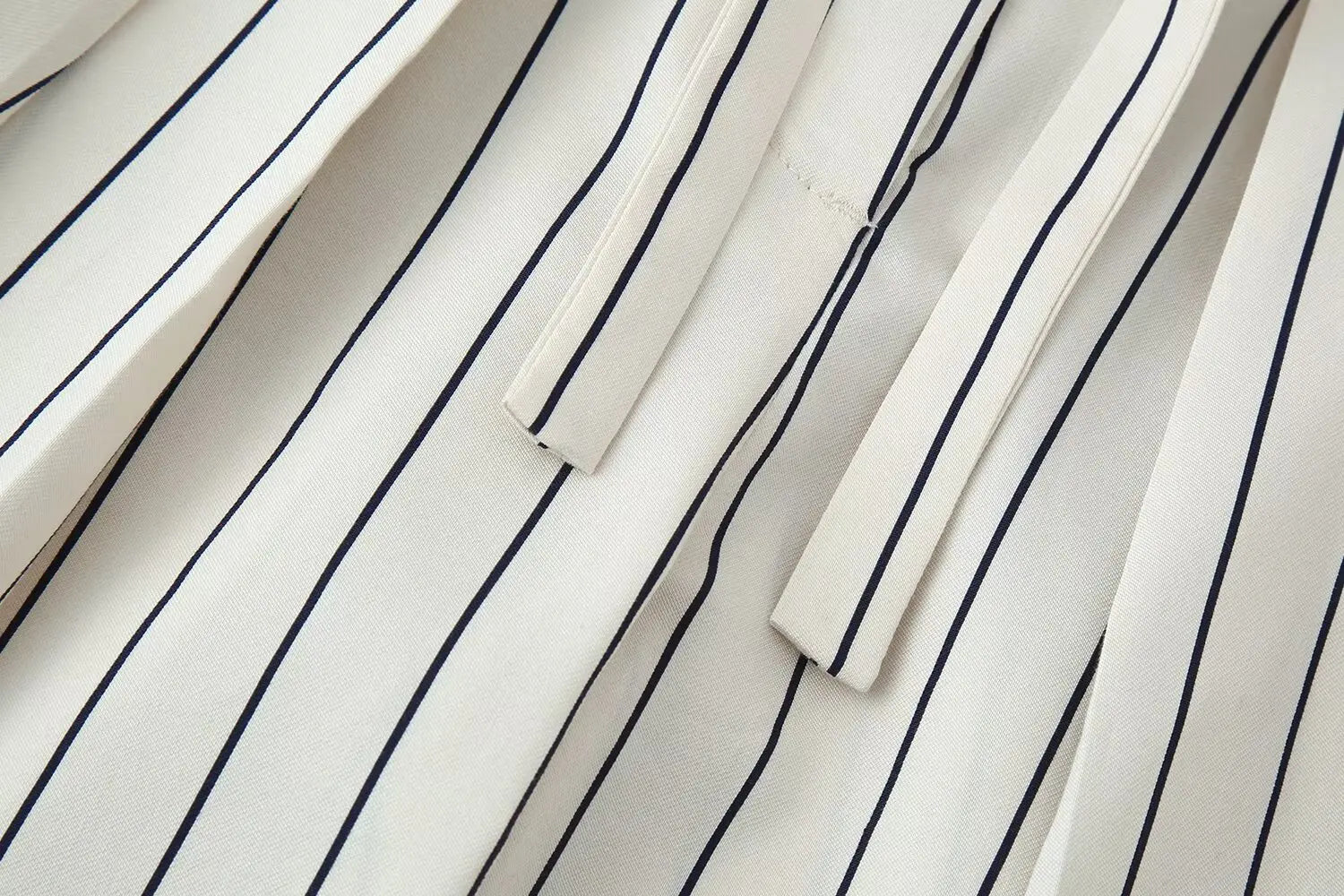 HH Women Spring New Fashion Vintage Versatile Beige Striped Puffy Sleeve Shirt+High Waisted Loose Pleated Casual Long Pants Set