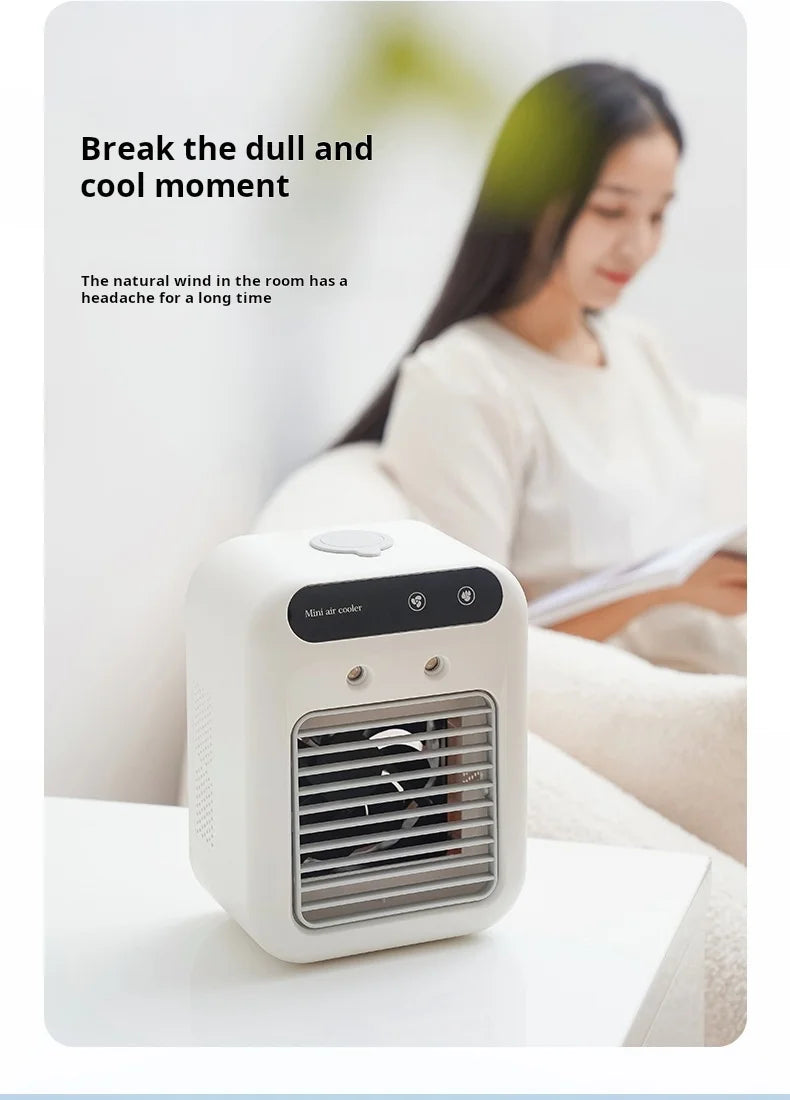 Mini USB Desk Fan Portable Quiet Cool Air Conditioner for Bedroom Home Use with Humidifying Spray Function Tabletop Fan