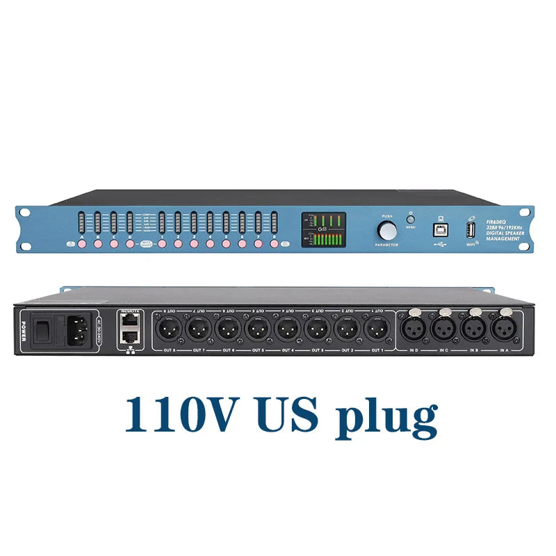 DP48X Professional Digital Audio Processor 4Input 8Output  Drive Rack Procesador With RIR DEQ 192KHZ Speaker Management System