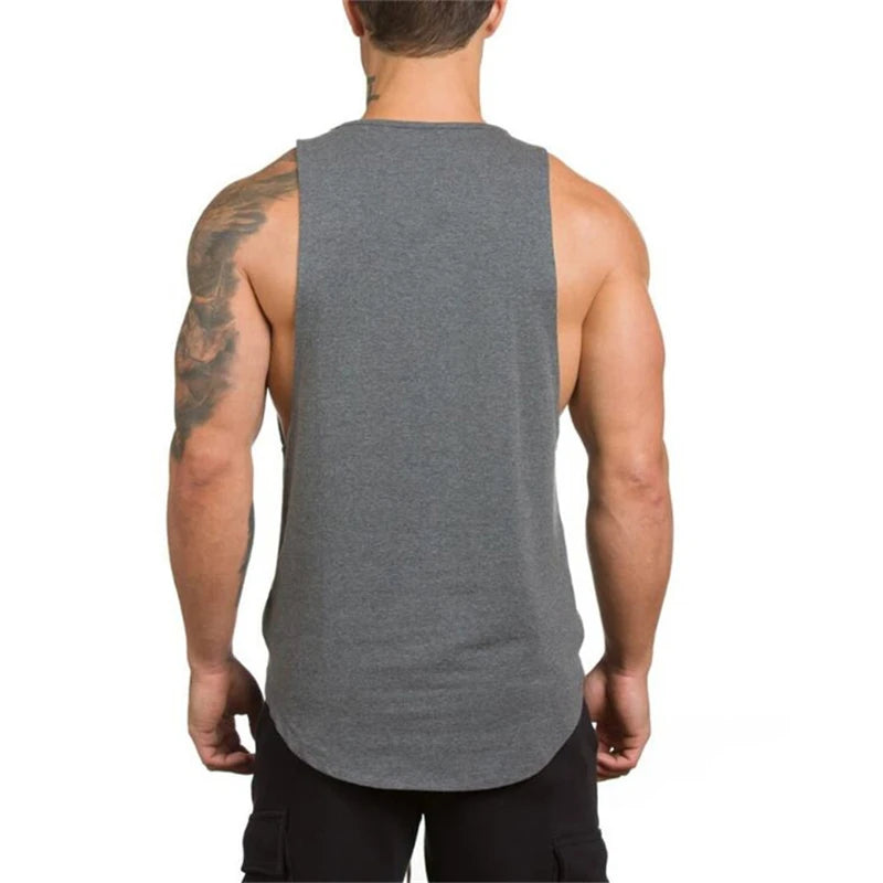 Brand Gym Sport Clothing Cotton Singlets Bodybuilding Stringer Tank Tops Mens Fitness Shirt Muscle Guys Sleeveless Running Vests