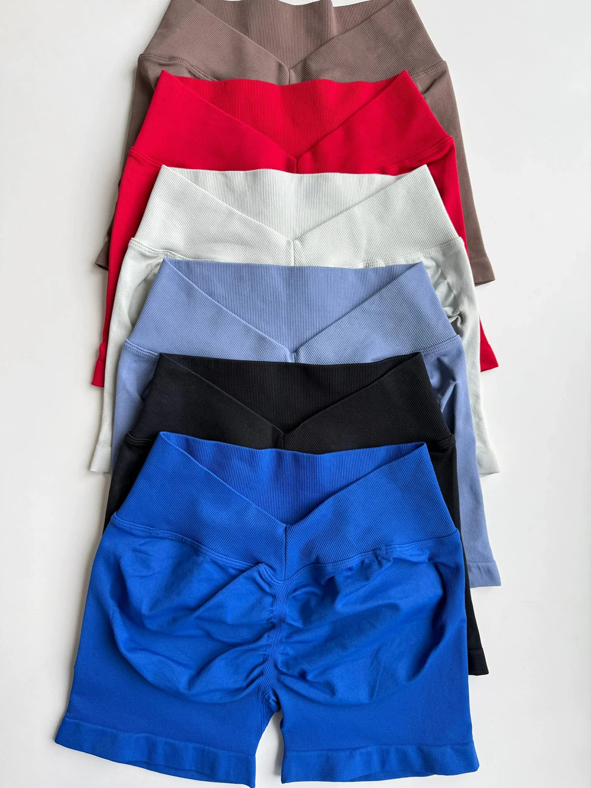Back Scrunch Shorts Women Seamless V-Back Waist Line Scrunch Booty Shorts Fitness Workout Running Yoga Gym Shorts