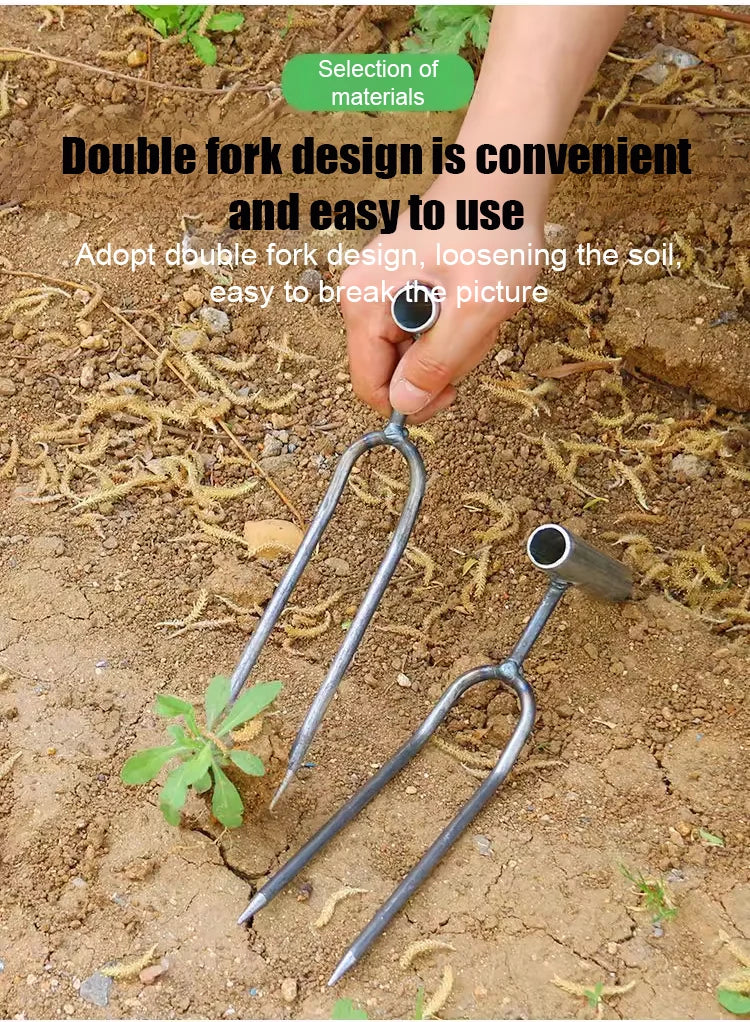 Handheld Adjustable Gardening Two Teeth Fork Stainless steel multifunction Gardening Spade Fork