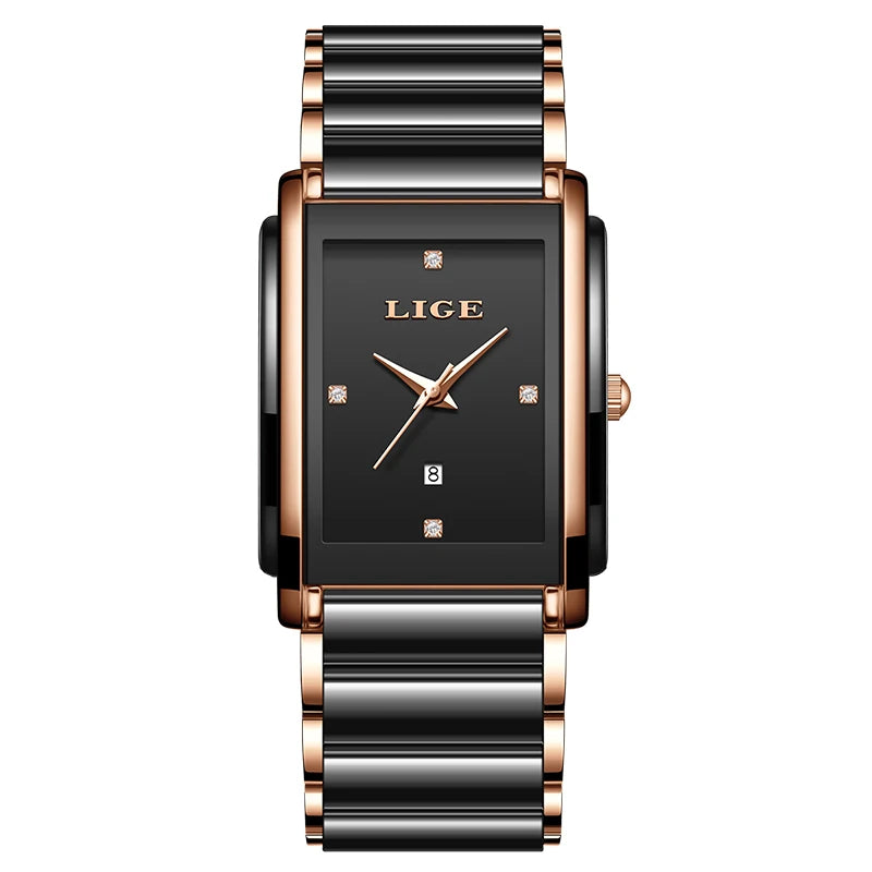 LIGE Fashion Elegant Watch for Women Japanese Movement Ceramics Strap Luxury Ladies Bracelet Quartz Watches Gifts Reloj Mujer