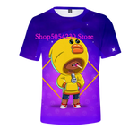 Boys Summer T-shirt Tees Brawl-Stars Anime Figures Leon Cartoon Characters Kids Cosplay Costumes Crow T Shirt Christmas Gifts