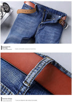 2024  Straight Regular Blue Stretch Denim Trousers Spring Autumn Men Classic Jeans Business Fashion Men's Smart Jeans