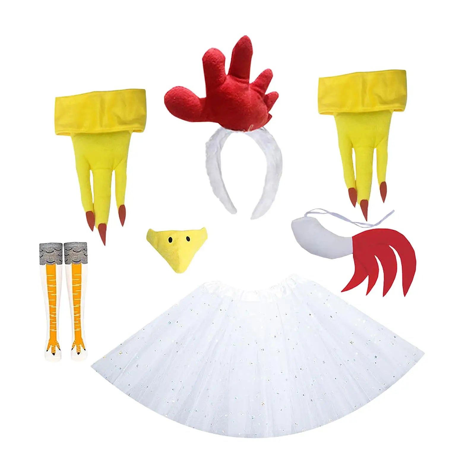 Chicken Costume Kit Eye Catching Novelty Dress up Photo Booth Props Cosplay for Thanksgiving Party Events Performances Pretend