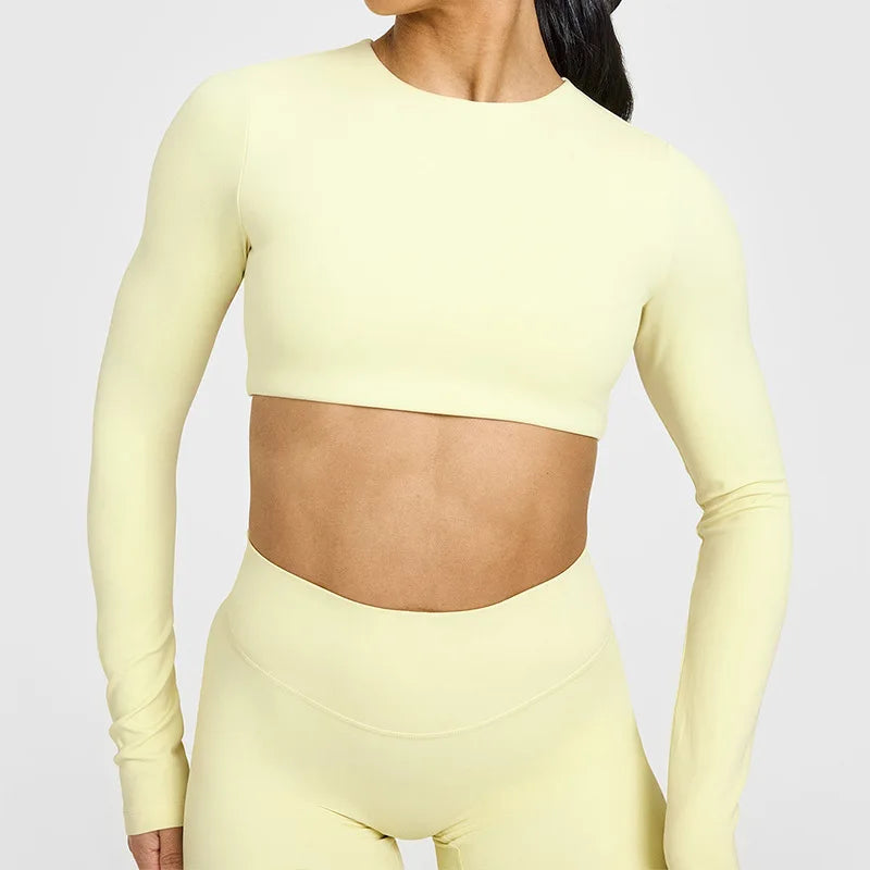 NCLAGEN Yoga Top With Built-in Bra Long-sleeve Women's Gym Clothes Backless Workout Tee High Elastic Breathable Fitness Shirt