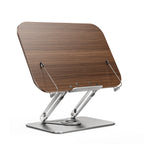 FORZOLA 360° Rotating Walnut Wood Reading Stand Student Reading Desktop Foldable Holder Book Ipad Tablet Notebook Laptop Bracket