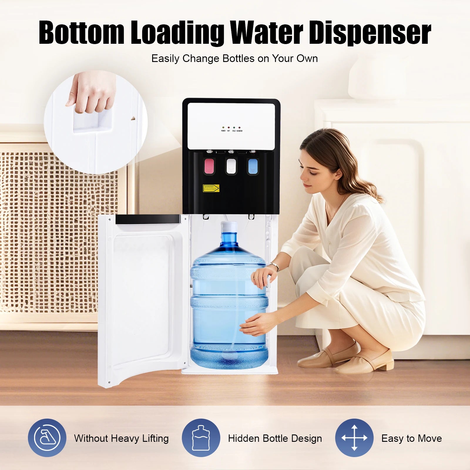 Bottom Loading Water Dispenser Versatile Freestanding Hot&cold Water Dispenser for Office, Home, Living Room White
