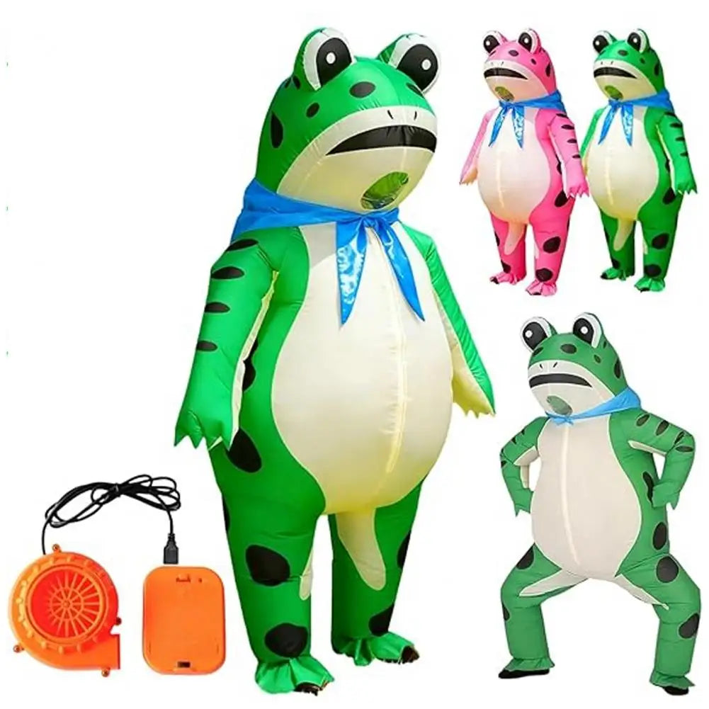 2025 Inflatable Frog Costume Funny Full Body Blow Up Cosplay Costume Suit for Adult Kids Halloween Quick Inflation Frog Suit Main image