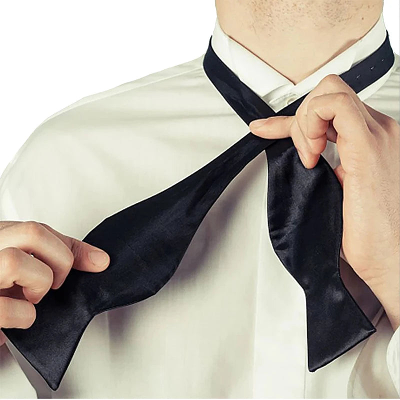 Mens Silk Satin Adjustable Bowties Self Bow Tie Solid Color Vintage Bowtie Men Classic Business Wedding Party Ties Bowknot Gift Main image
